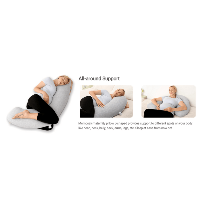 Momcozy Maternity Accessory J Shaped Maternity Body Pillow - Grey
