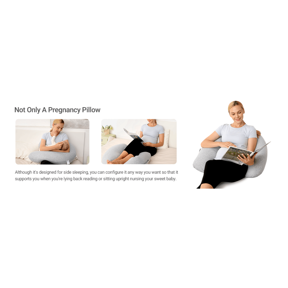 Momcozy Maternity Accessory J Shaped Maternity Body Pillow - Grey