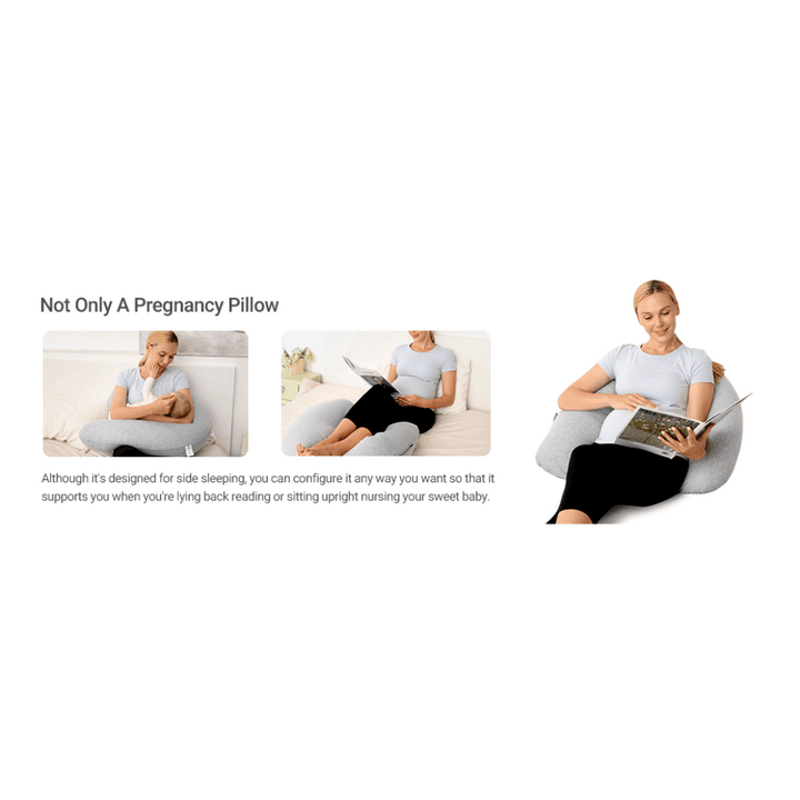 Momcozy Maternity Accessory J Shaped Maternity Body Pillow - Grey