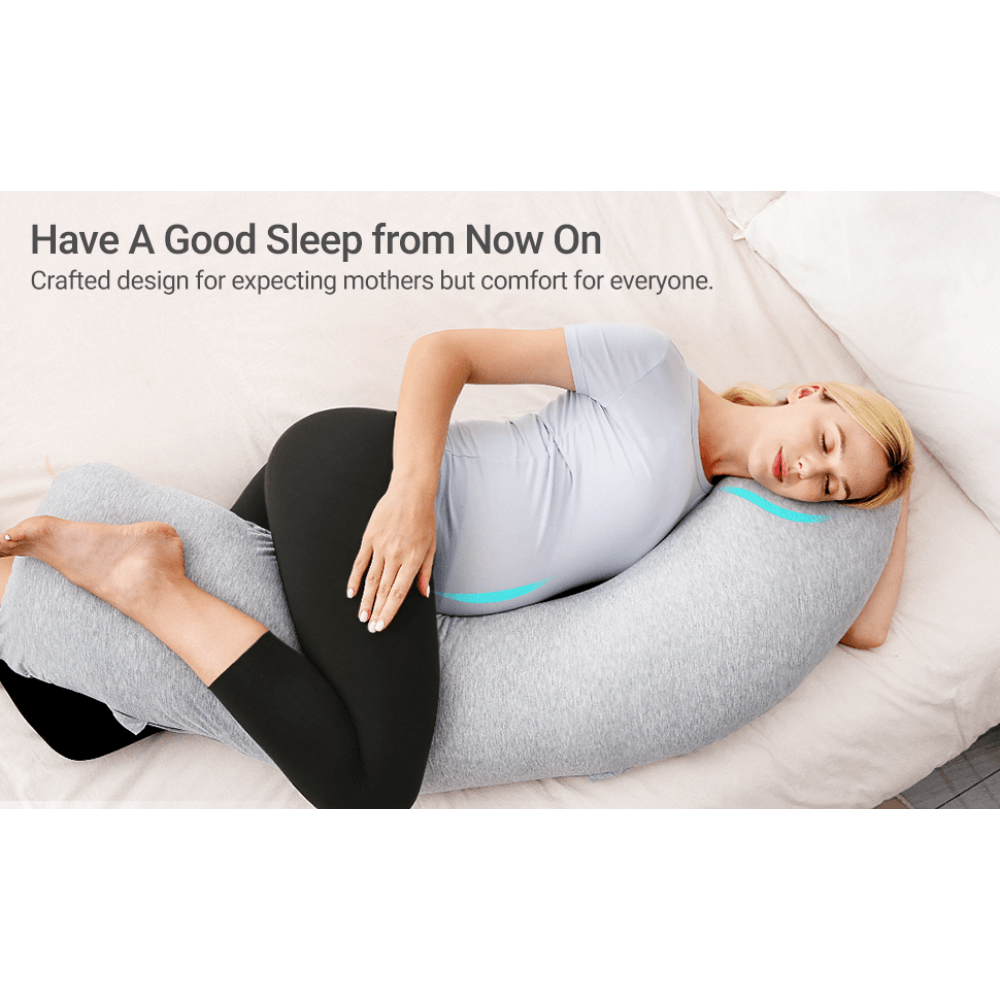 Momcozy Maternity Accessory J Shaped Maternity Body Pillow - Grey
