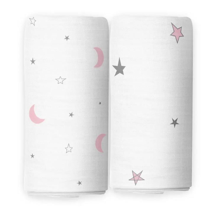 The White Cradle Baby Nursery Swaddle Blanket Wrap 2pcs - Pink &amp; Grey