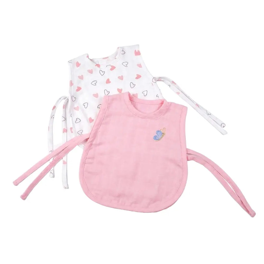 The White Cradle Organic Cotton Muslin Jhablas for Newborn Baby Boy and Girl | Pack of 2 Embroidered & Printed Pink Heart with Butterfly Jabala | Unisex Baby Vest, Soft & Breathable All-Season Wear
