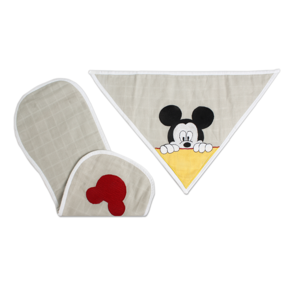 The White Cradle Bib & Burp Cloth Set of 2 pcs - Mickey Mouse