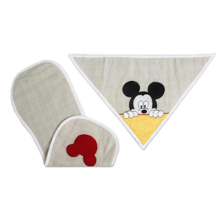 The White Cradle Bib &amp; Burp Cloth Set of 2 pcs - Mickey Mouse