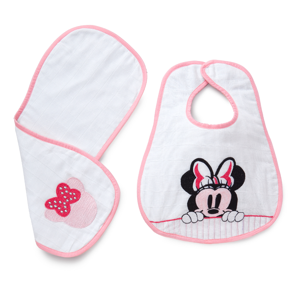 The White Cradle Bib & Burp Cloth Set of 2 pcs - Minnie Mouse