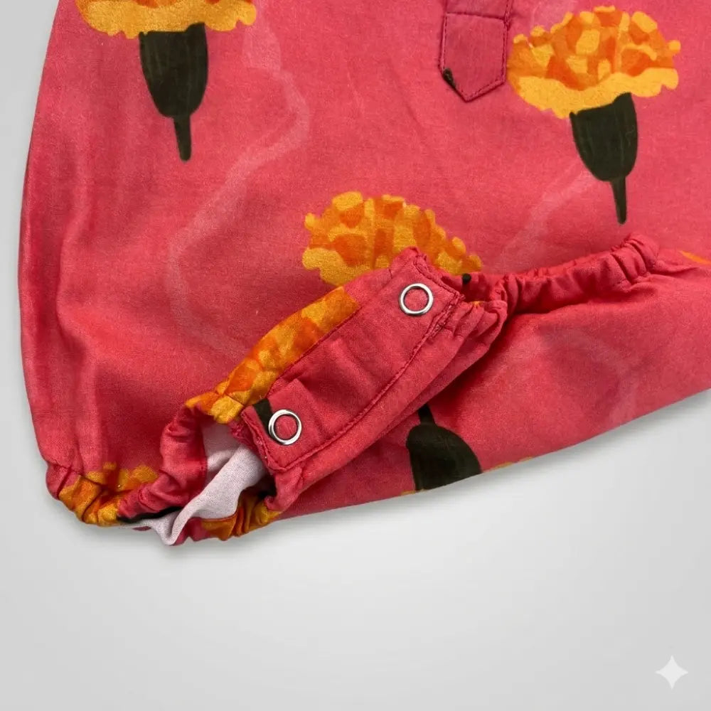 Bhaakur Organic Cotton Marigold Pink Onesie - Pink