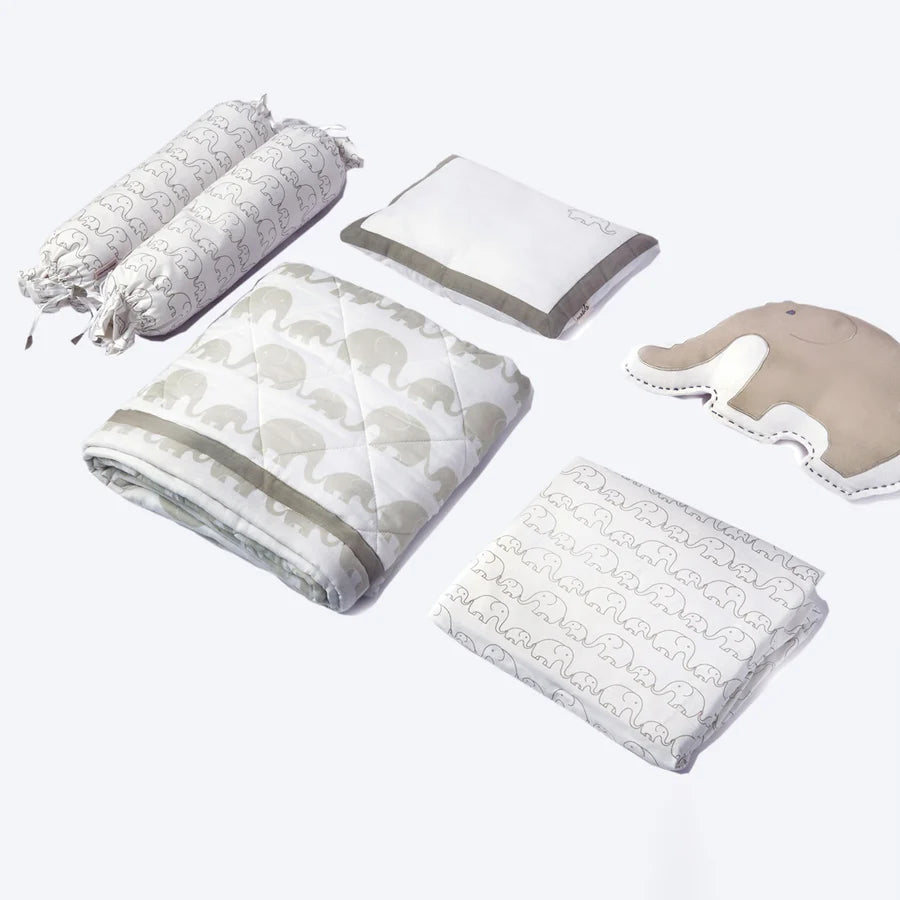 Masilo Organic Cotton Cot Bedding Set – Elephant Parade