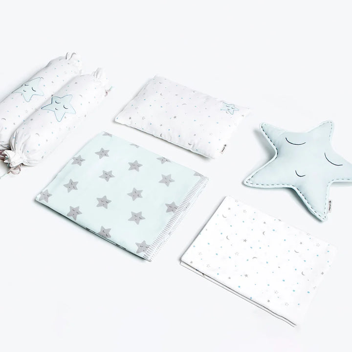 Masilo Organic Cotton Cot Bedding Set – Sleepy Star (Blue)