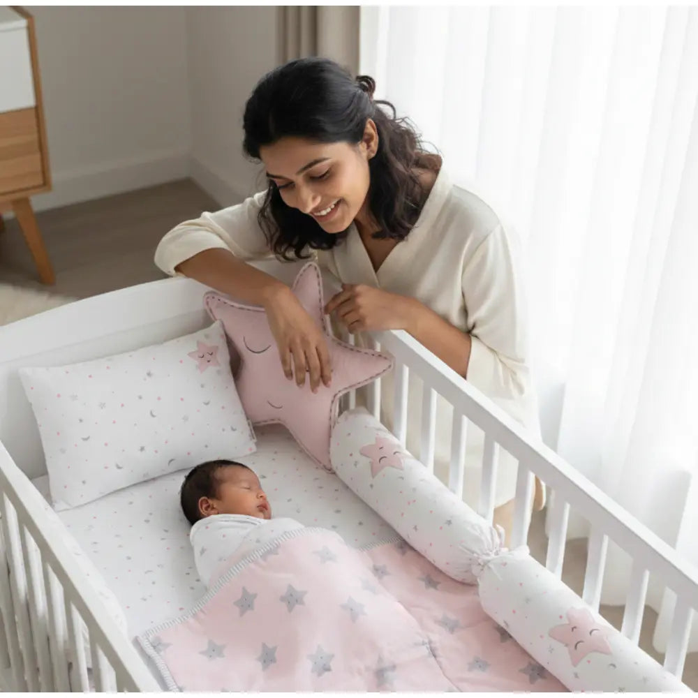 Masilo Organic Cotton Cot Bedding Set – Sleepy Star (Pink)
