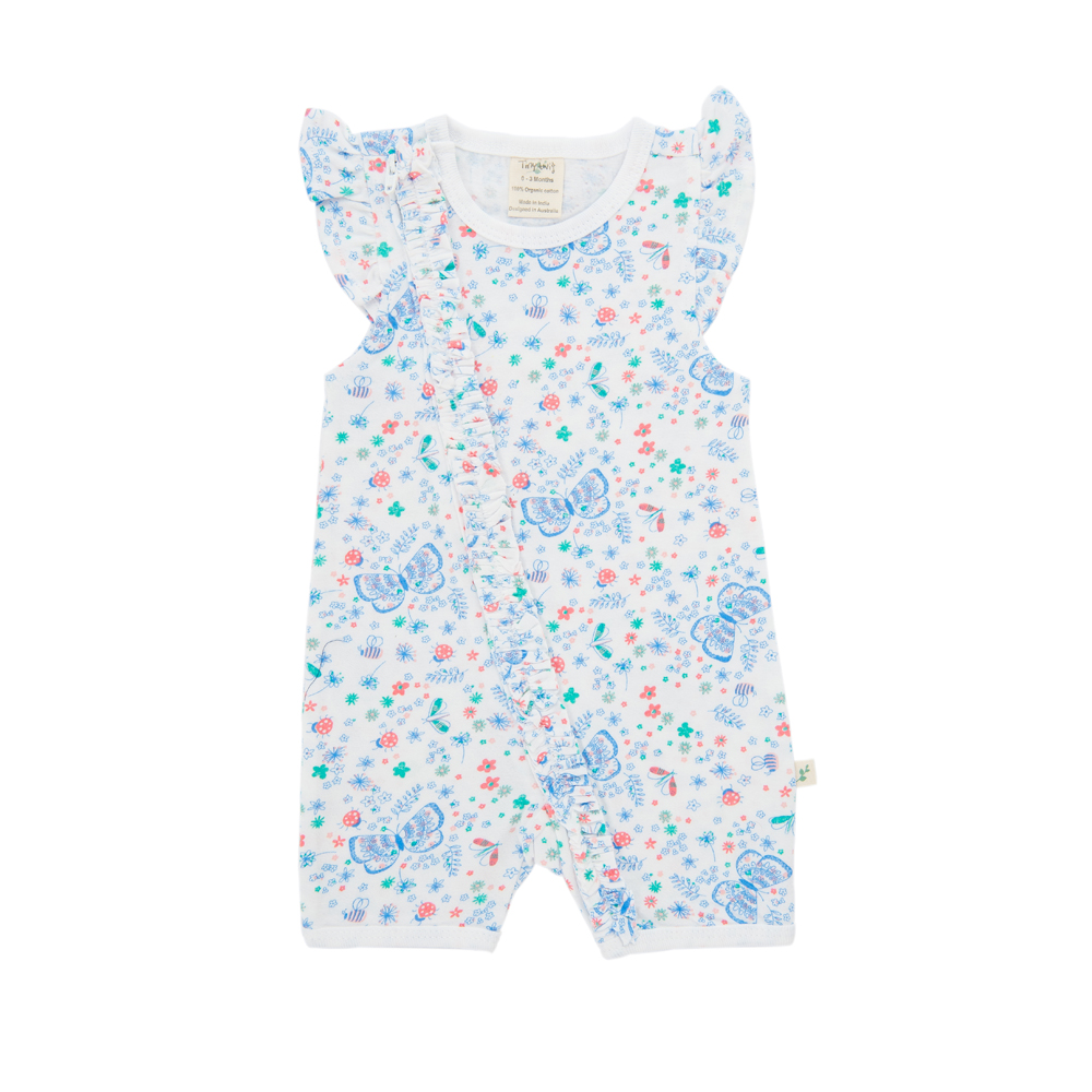 Tiny Twig Cap Sleeve Zipsuit - Marina Butterfly