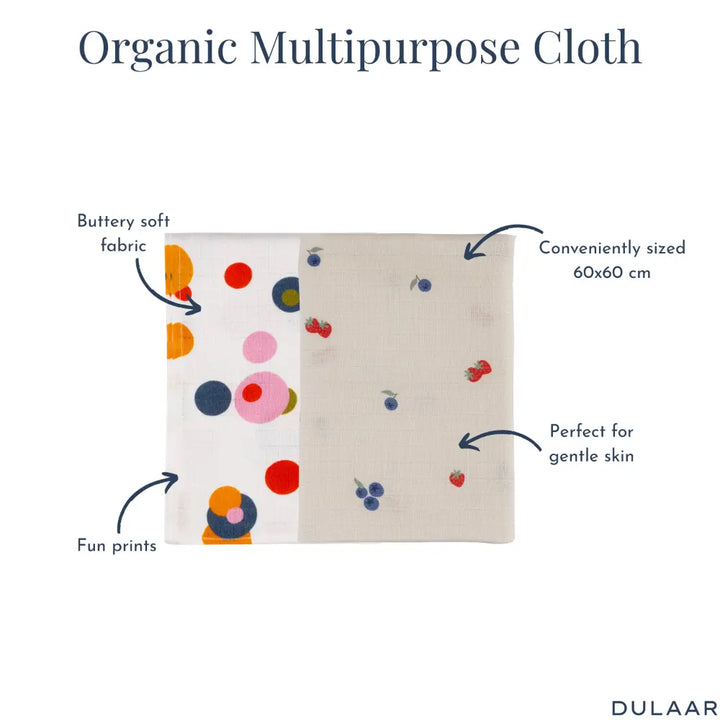 Dulaar Organic Muslin Multipurpose Cloth (Set of 2) (0 - 12months)