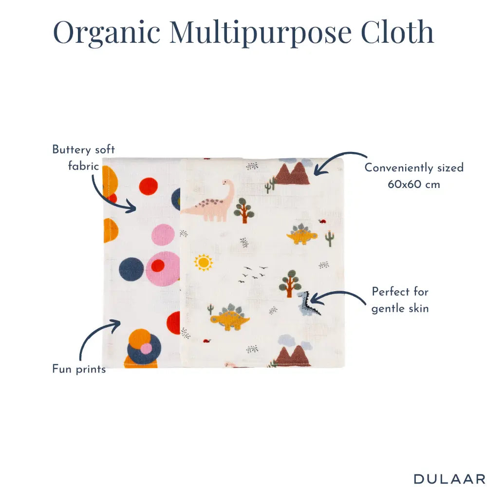 Dulaar Organic Muslin Multipurpose Cloth (Set of 2) (0 - 12months)