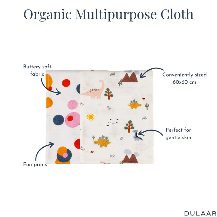 Dulaar Organic Muslin Multipurpose Cloth (Set of 2) (0 - 12months)