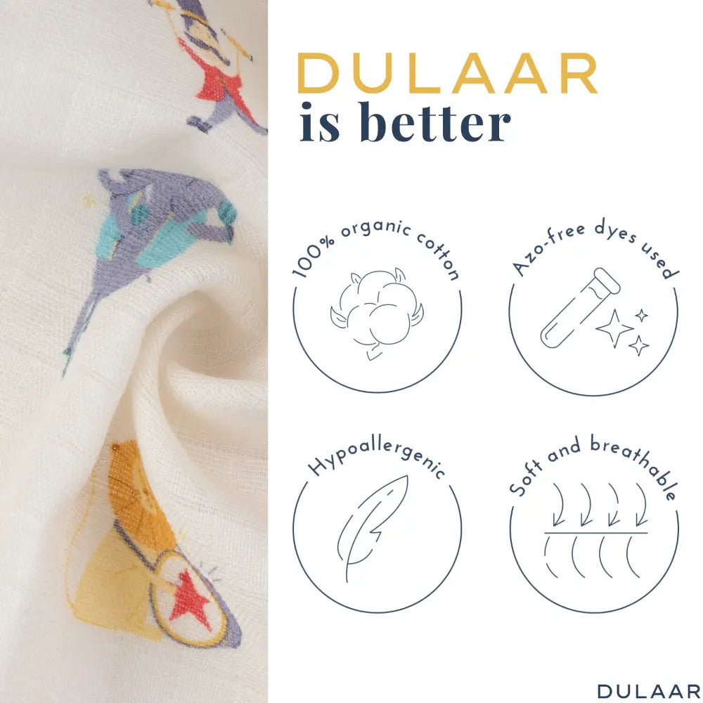 Dulaar Organic Muslin Multipurpose Cloth (Set of 4) (0 - 12months)