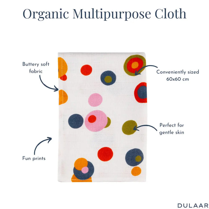 Dulaar Organic Muslin Multipurpose Cloth (0–12 Months) | Playful &amp; Adventure Prints