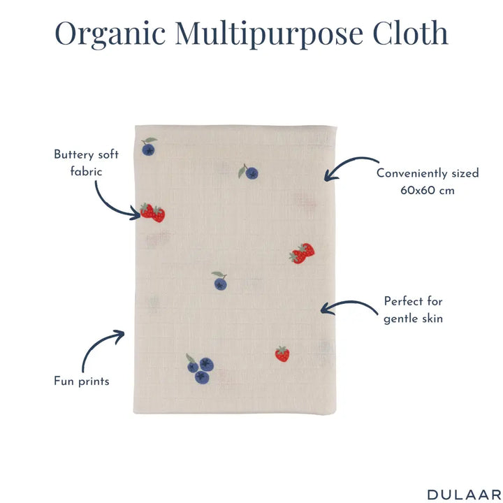 Dulaar Organic Muslin Multipurpose Cloth (0–12 Months) | Nature &amp; Whimsical Prints