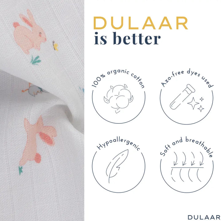 Dulaar Organic Muslin Multipurpose Cloth (Set of 2) (0 - 12months)