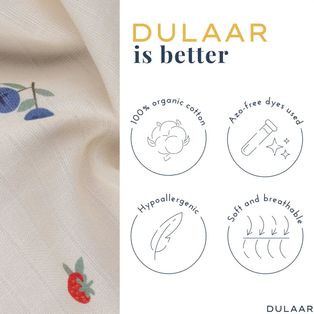 Dulaar Organic Muslin Multipurpose Cloth (Set of 3) (0 - 12months)