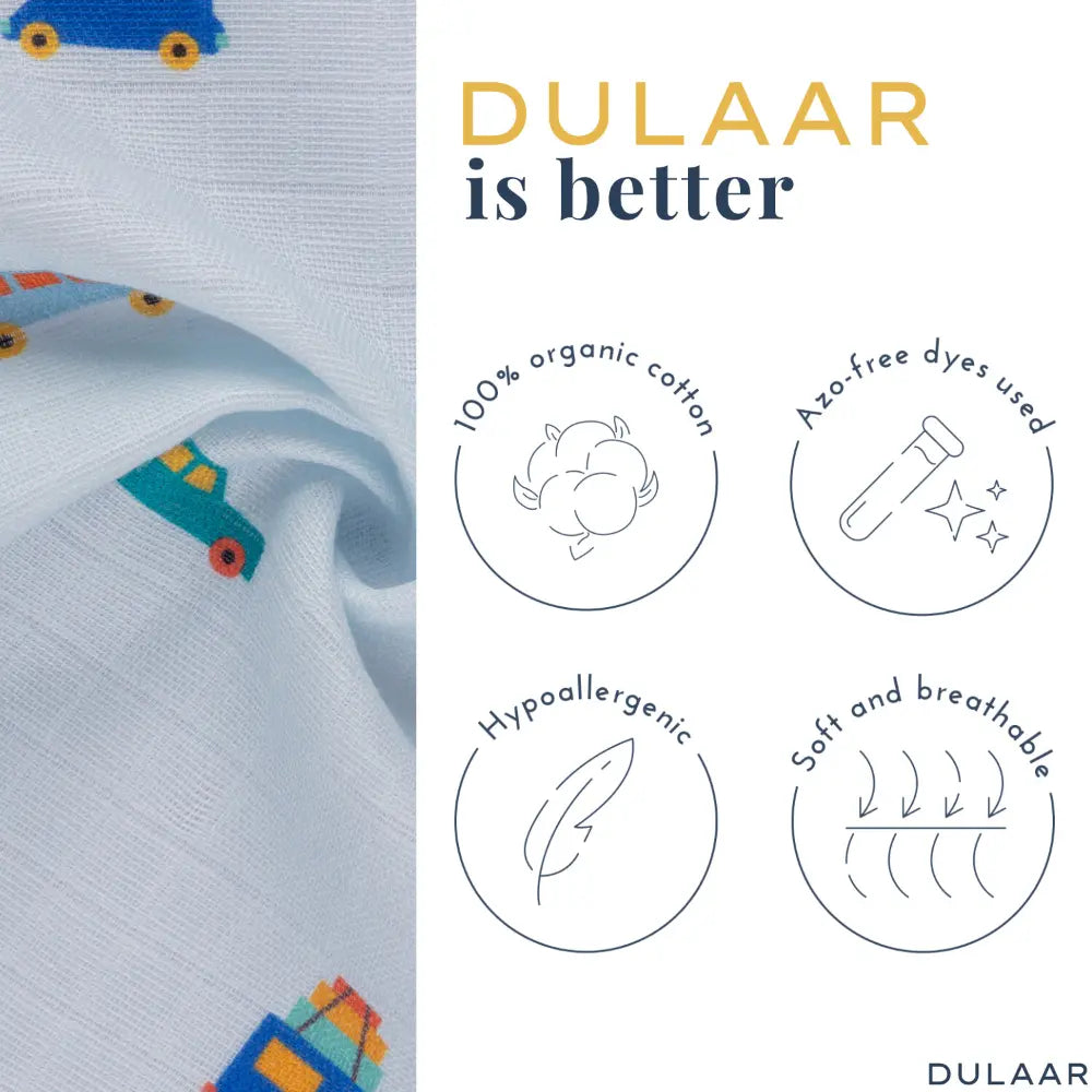 Dulaar Organic Muslin Multipurpose Cloth (Set of 4) (0 - 12months)