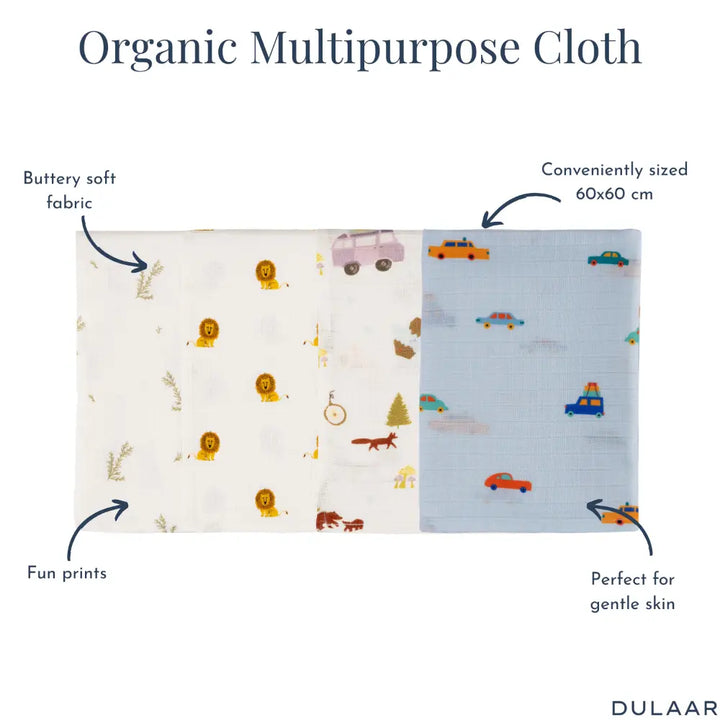 Dulaar Organic Muslin Multipurpose Cloth (Set of 4) (0 - 12months)