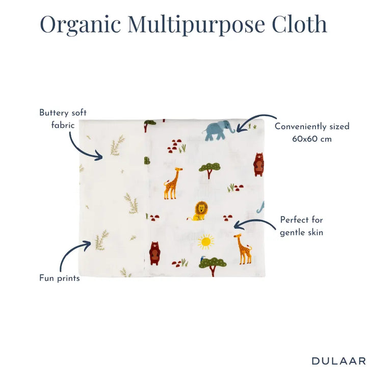 Dulaar Organic Muslin Multipurpose Cloth (Set of 2)
