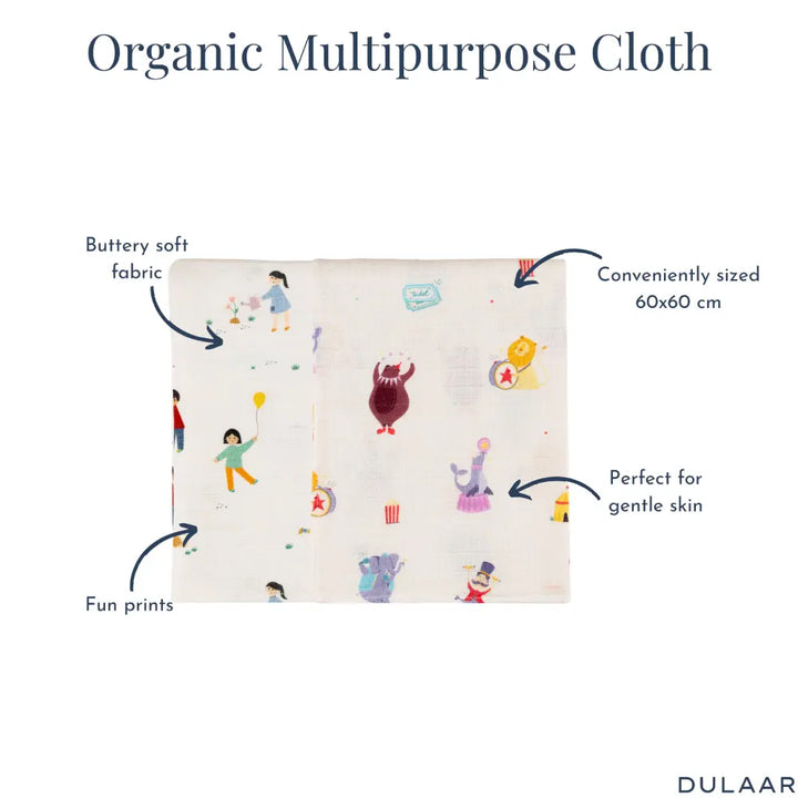 Dulaar Organic Muslin Multipurpose Cloth (Set of 2) (0 - 12months)