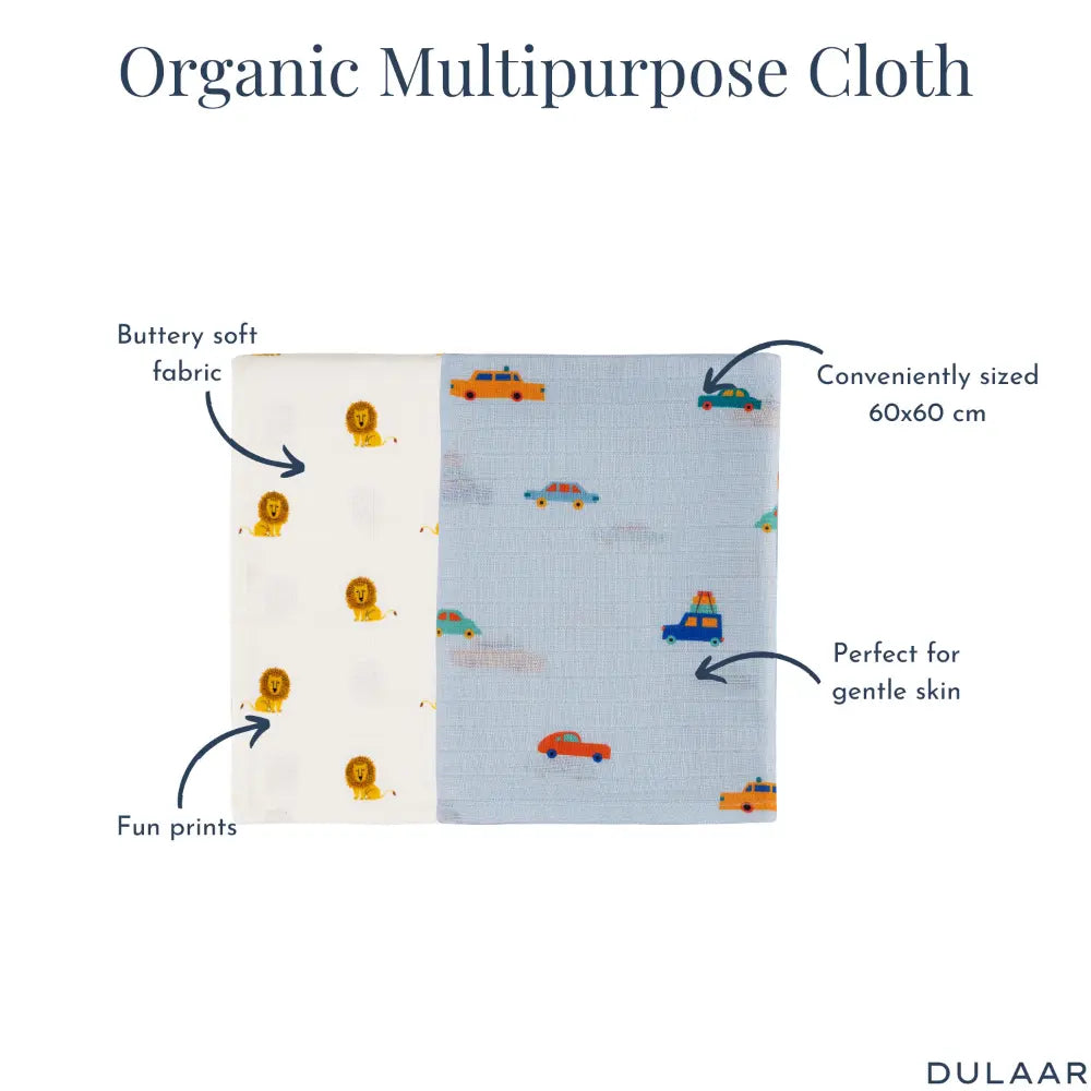 Dulaar Organic Muslin Multipurpose Cloth (Set of 2) (0 - 12months)