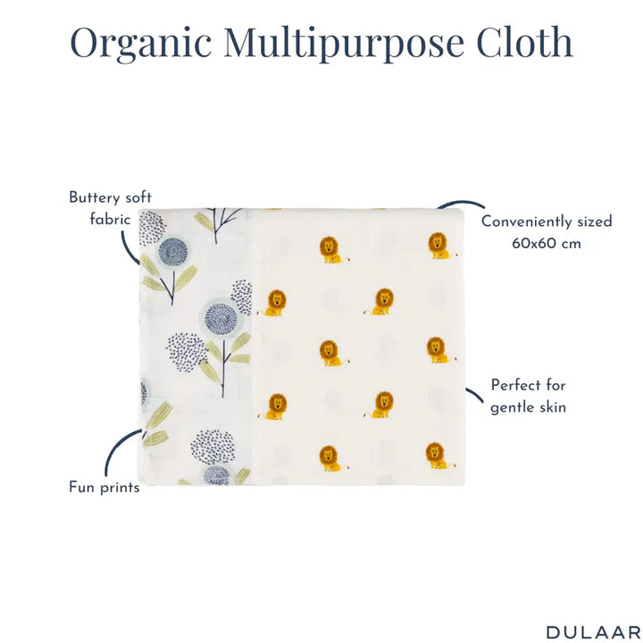 Dulaar Organic Muslin Multipurpose Cloth (Set of 2)