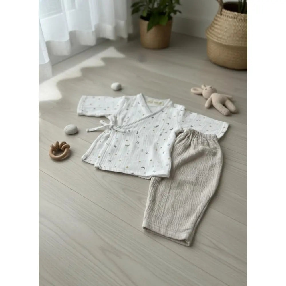 Masilo Organic Muslin Kimono Lounge Set - Starry Night (Metallic)