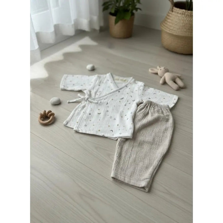 Masilo Organic Muslin Kimono Lounge Set - Starry Night (Metallic)