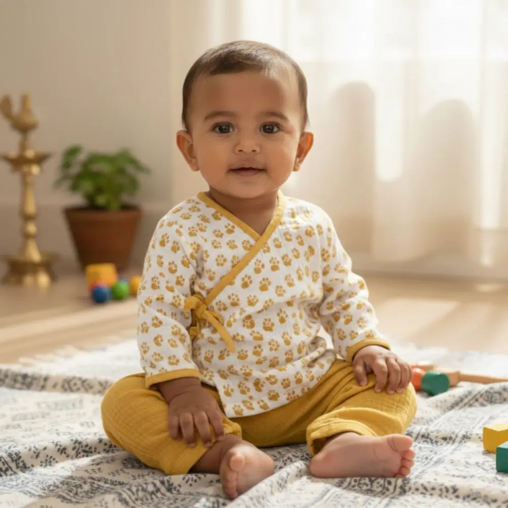 Masilo Organic Muslin Kimono Lounge Set - Mustard Yellow