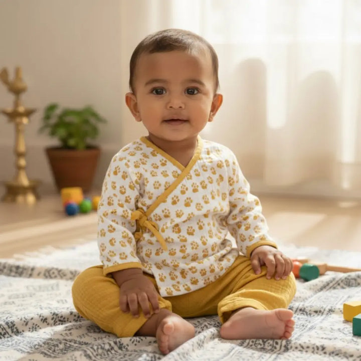 Masilo Organic Muslin Kimono Lounge Set - Mustard Yellow