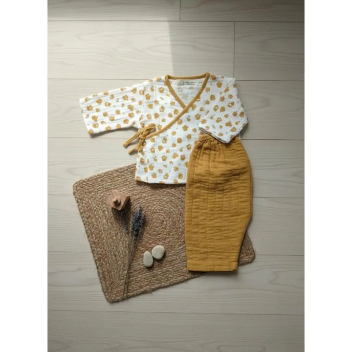 Masilo Organic Muslin Kimono Lounge Set - Mustard Yellow