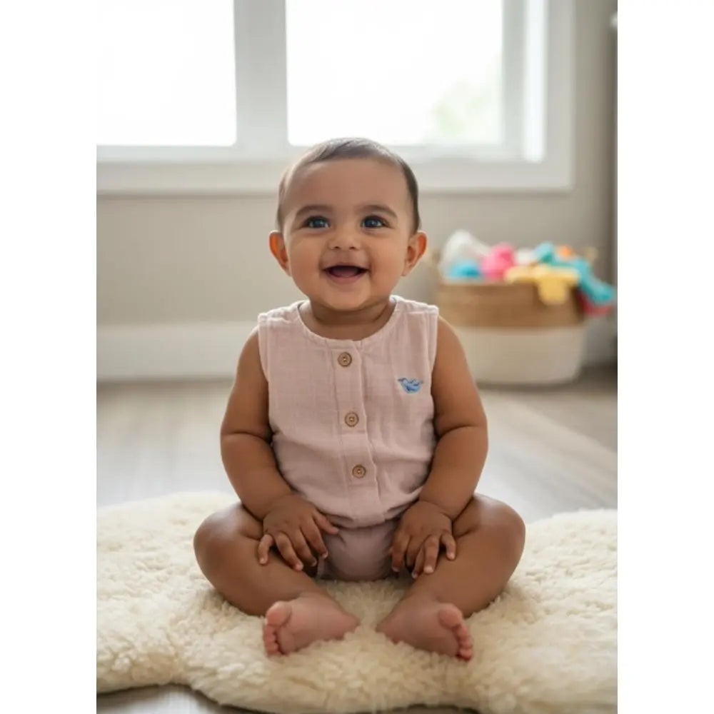 Masilo Organic Muslin Baby Romper - Old Rose
