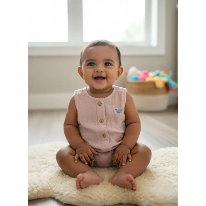 Masilo Organic Muslin Baby Romper - Old Rose