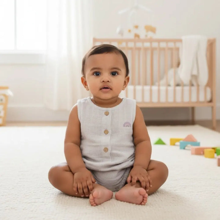 Masilo Organic Muslin Baby Romper - Grey