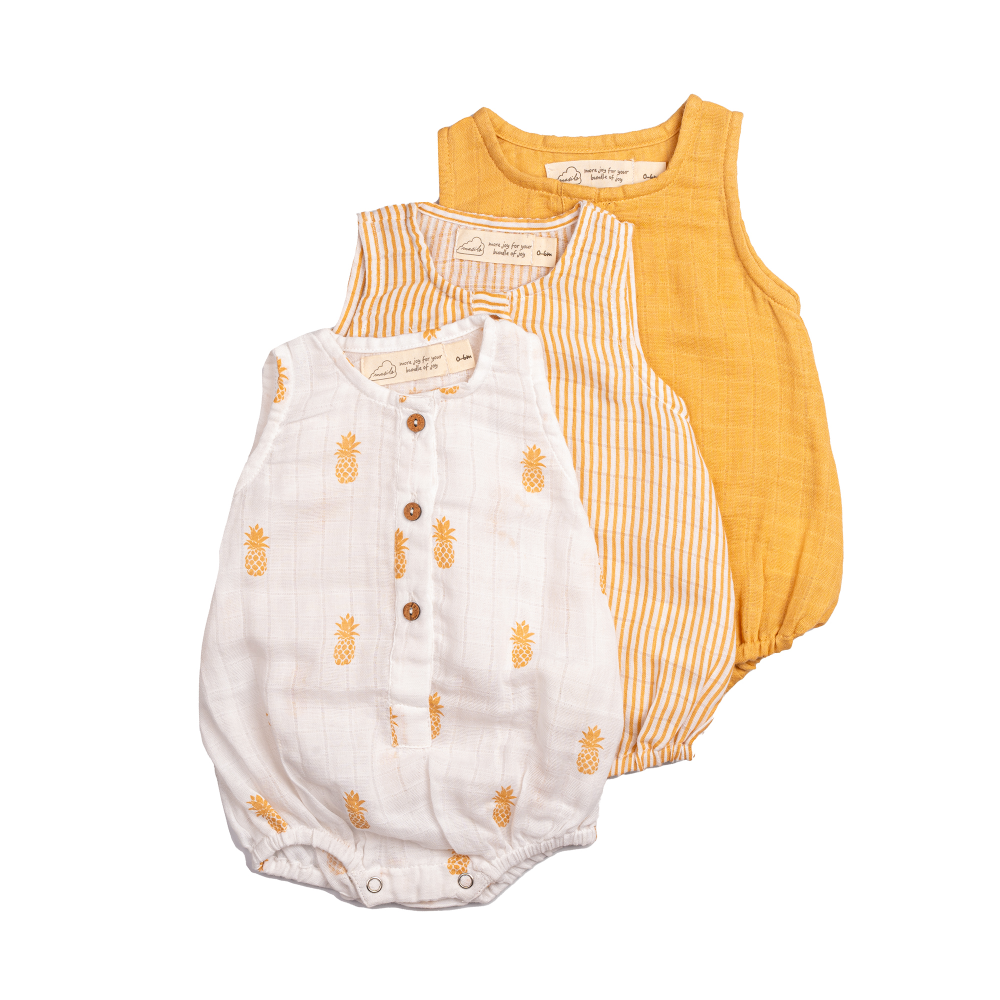 Masilo Muslin Baby Romper - Pack of 3