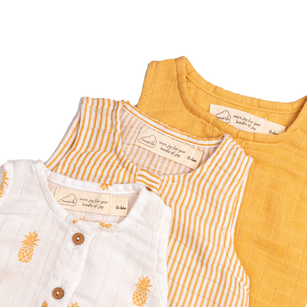 Masilo Muslin Baby Romper - Pack of 3