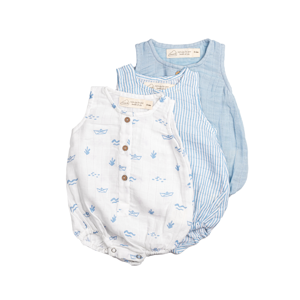 Masilo Muslin Baby Romper - Pack of 3