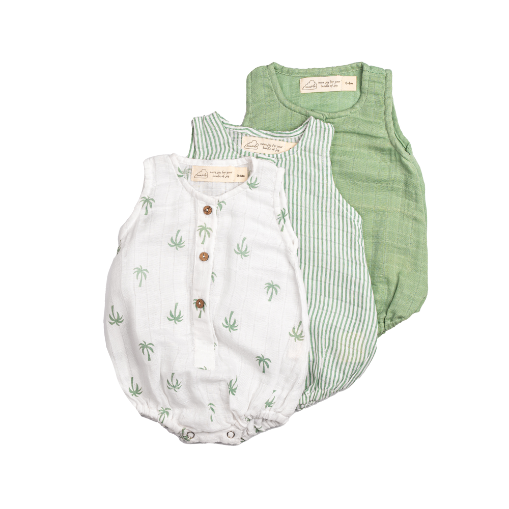 Masilo Muslin Baby Romper - Pack of 3