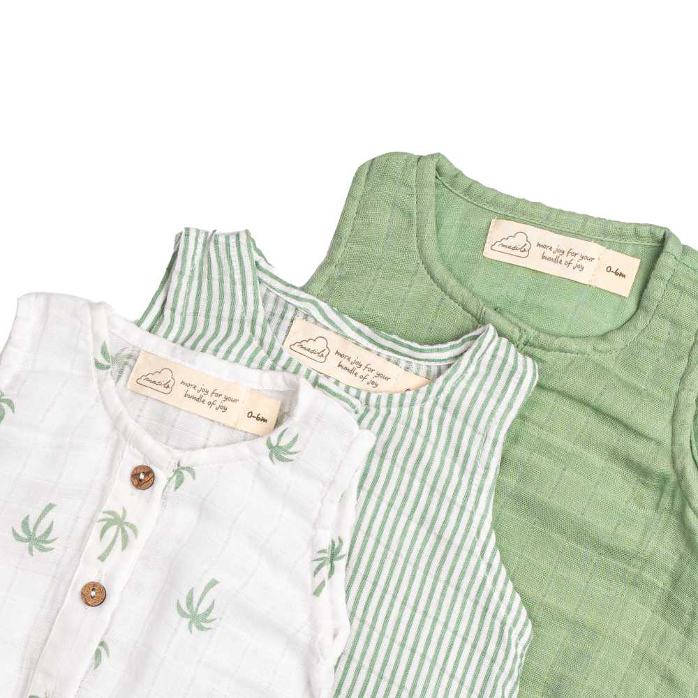 Masilo Muslin Baby Romper - Pack of 3