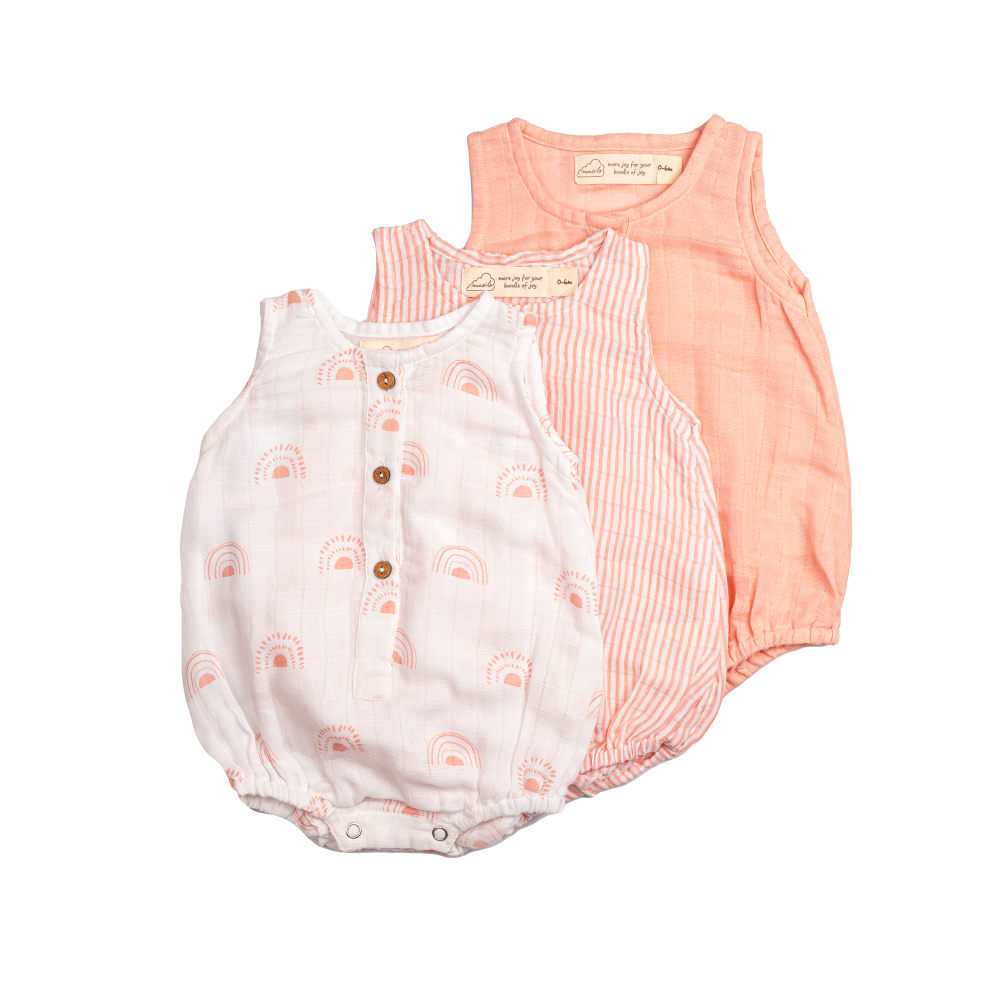 Masilo Muslin Baby Romper - Pack of 3