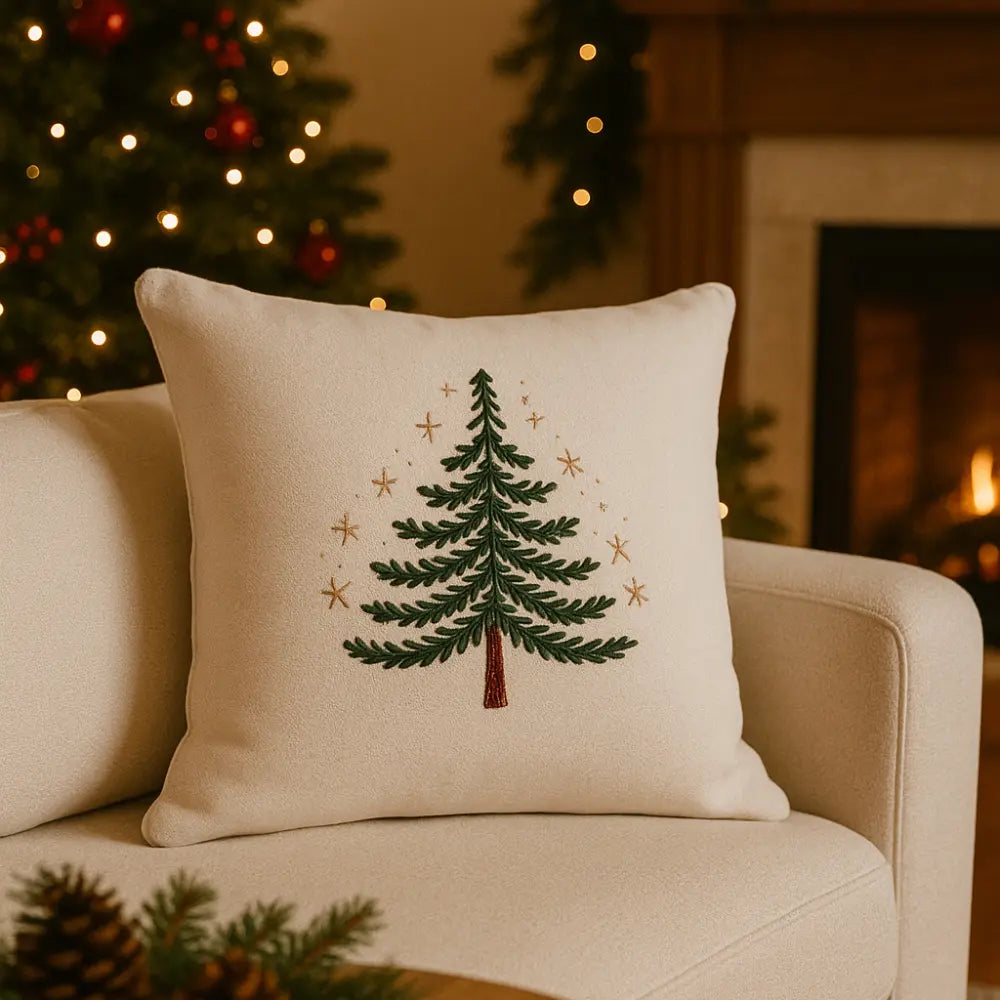 Masilo Linen Throw Cushion - Christmas Tree (Cushion Cover With Filler)