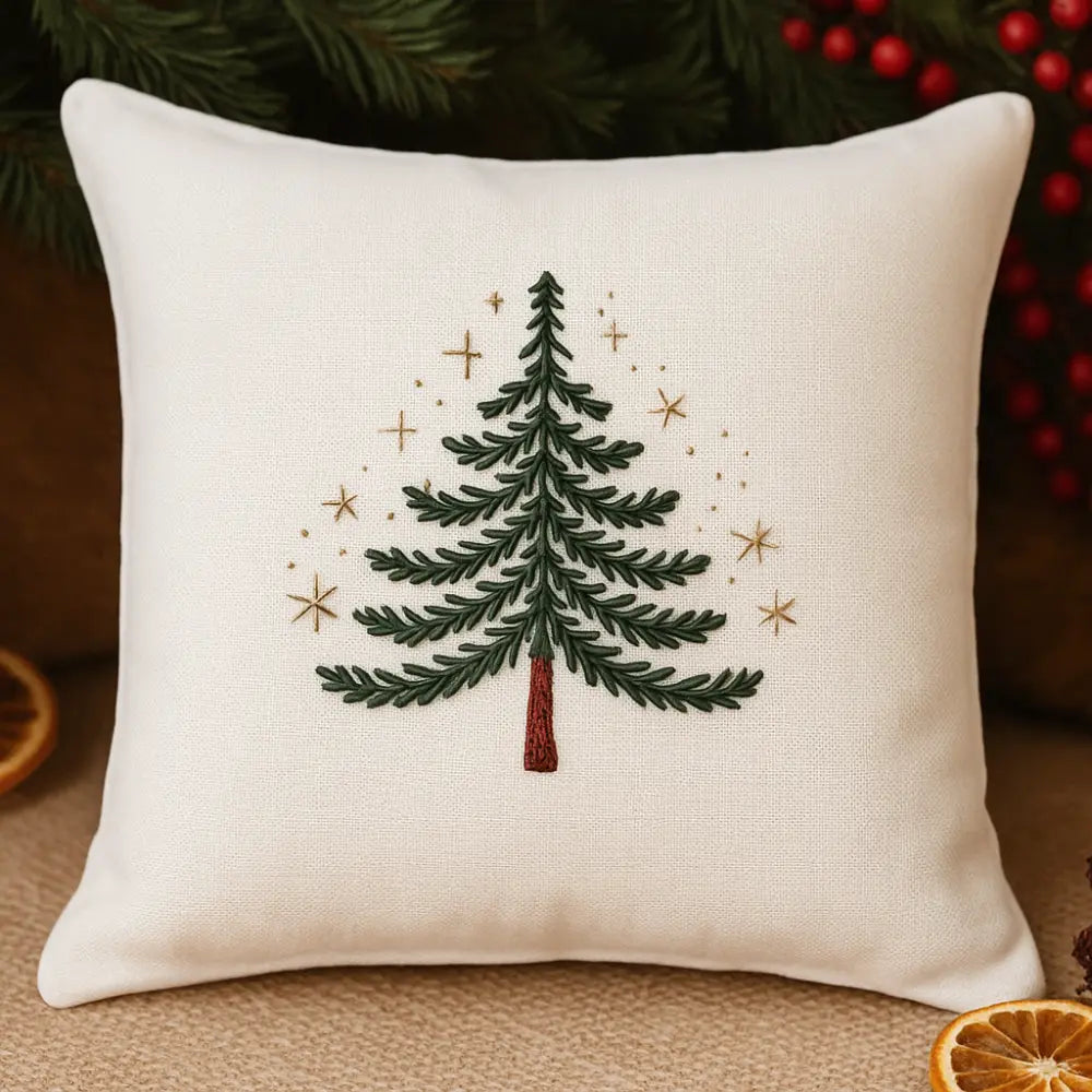 Masilo Linen Throw Cushion - Christmas Tree (Cushion Cover With Filler)