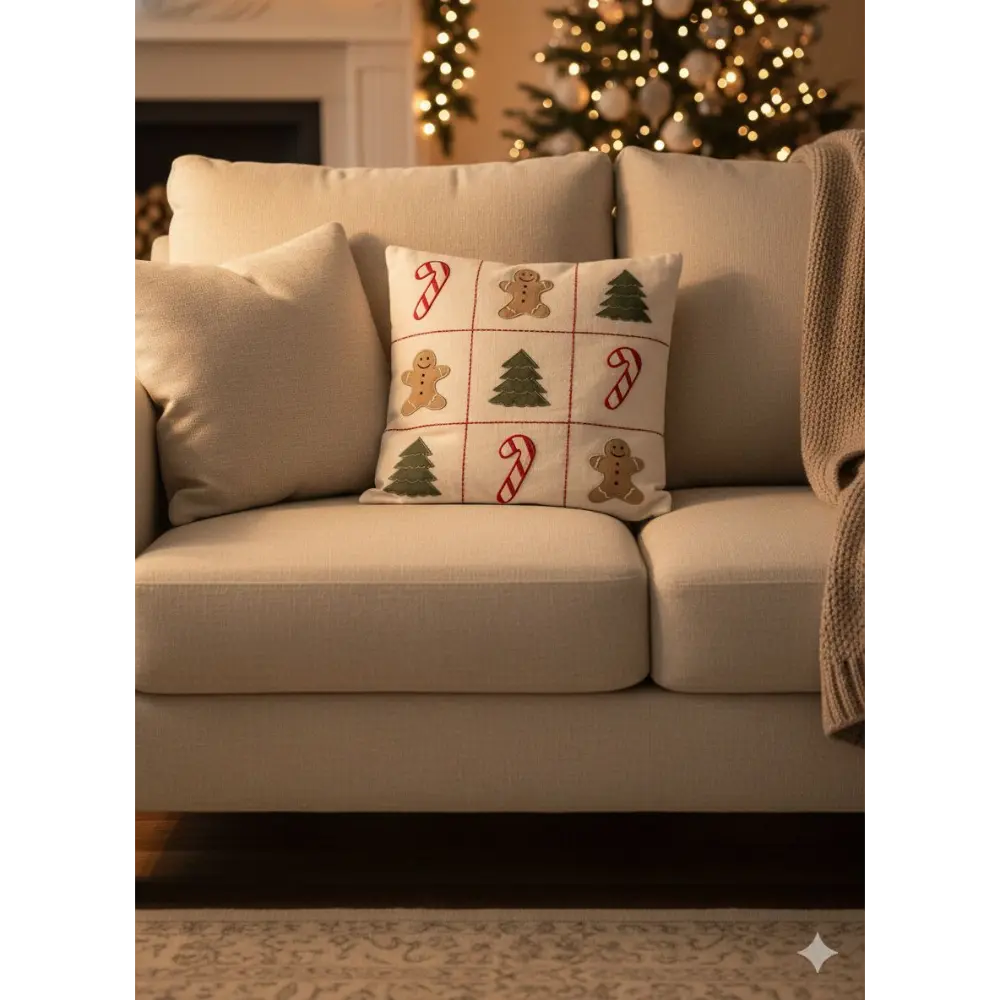 Masilo Linen Throw Cushion - Tic Tac Toe (Cushion Cover With Filler)