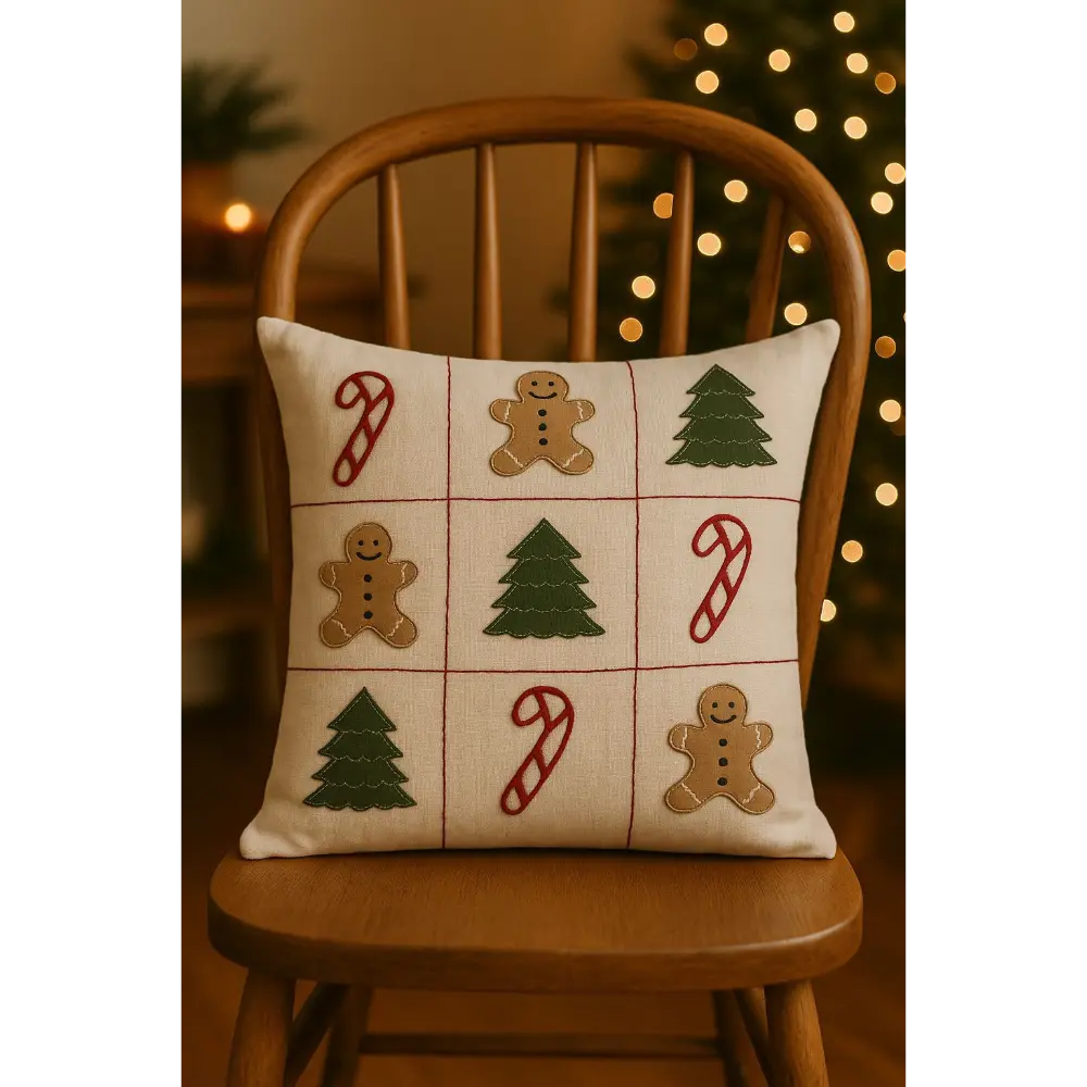 Masilo Linen Throw Cushion - Tic Tac Toe (Cushion Cover With Filler)