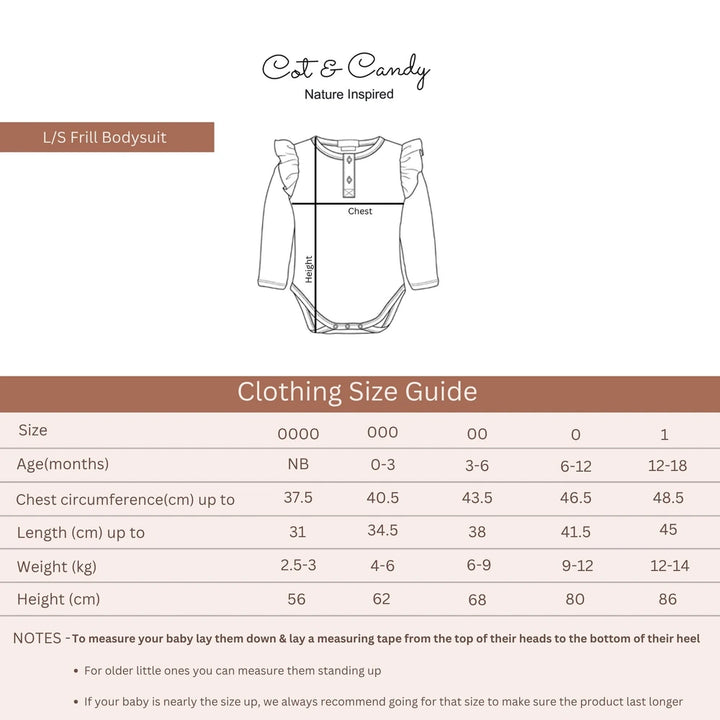 Cot &amp; Candy Baby Organic Full Sleeve Frill Bodysuit - Cherry Blossom Print + Blush Pink