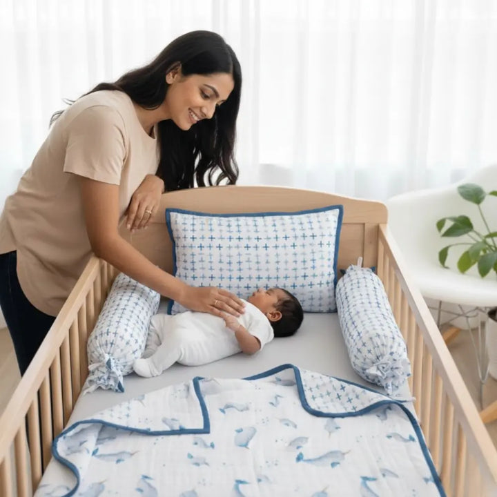 Masilo New Baby Mini Cot Set - Believe in Narwhals