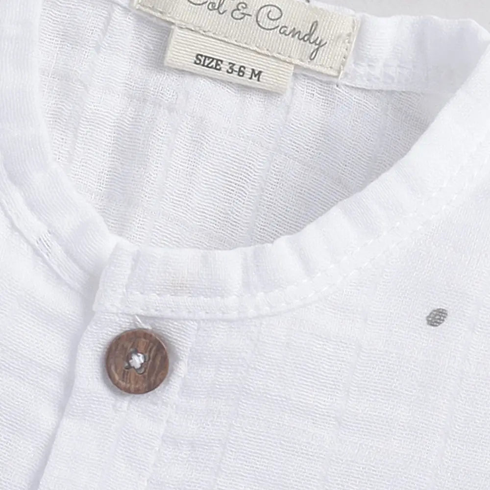 Cot &amp; Candy Baby Half Sleeve Organic Muslin Moon Print Jhabla Top-Yellow Moon