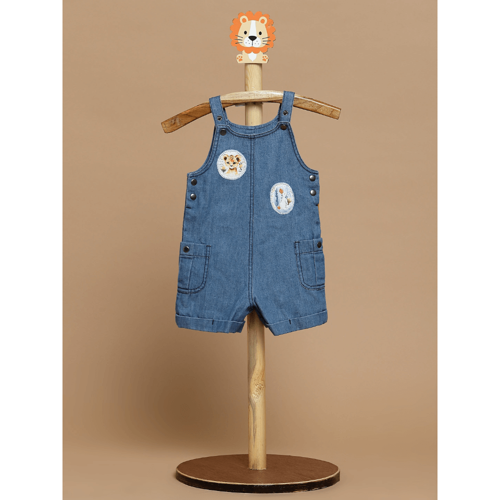 The Baby Trunk Applique Denim Dungaree